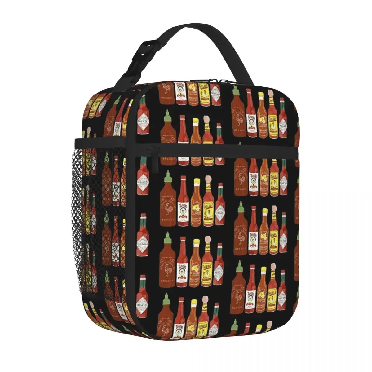 Spicy Check Out These Hot Sauces Insulated Lunch Bag Portable Reusable Thermal Bag Tote Lunch Box School Outdoor Food Bag