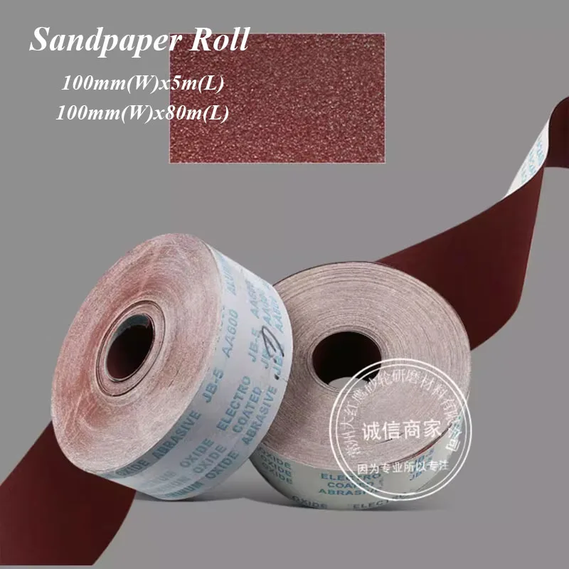 100mmx5/80m Hand torn sandpaper roll for wood polishing #60~#600 Flocking sand cloth roll can work with Sandpaper polishing rack