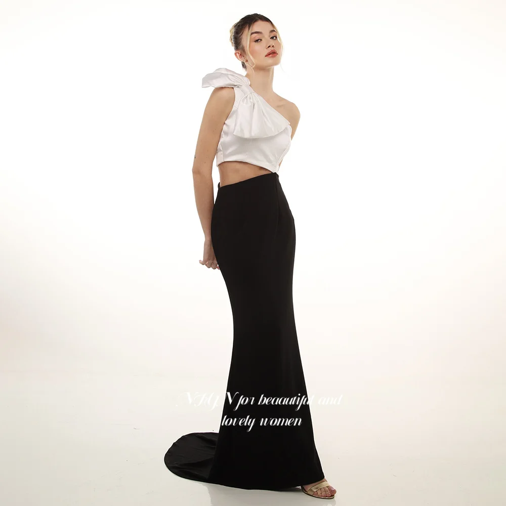 

NFYN One Shoulder Evening Dress with Bow Mermaid Prom Dress Cut Out Party Dress for Women مناسبة رسمية Customized