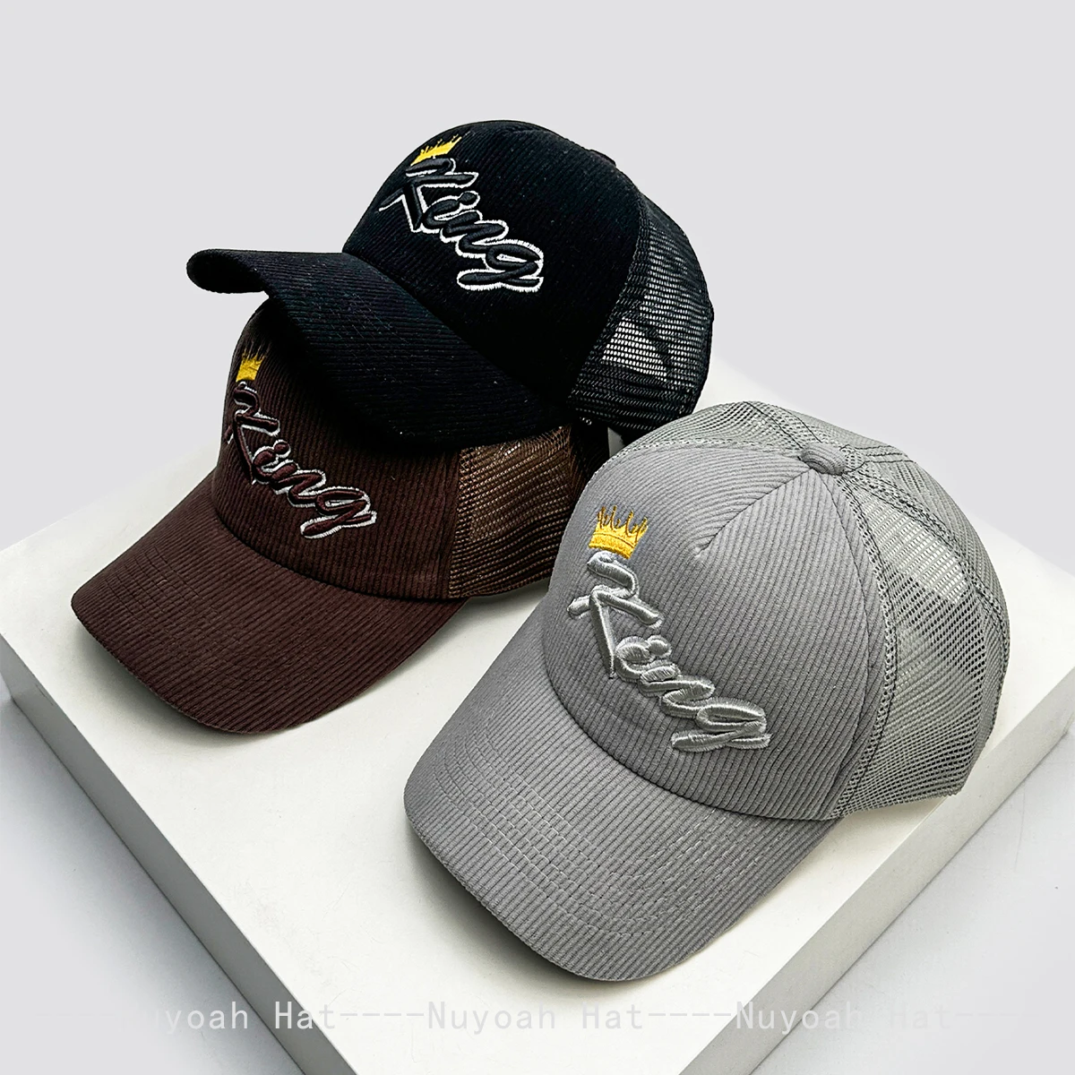 Simple 3D Embroidered King Letters Baseball Hats Sunshade Mesh New Men Women Versatile Outdoor Fashion Ins Trucker Caps Personal