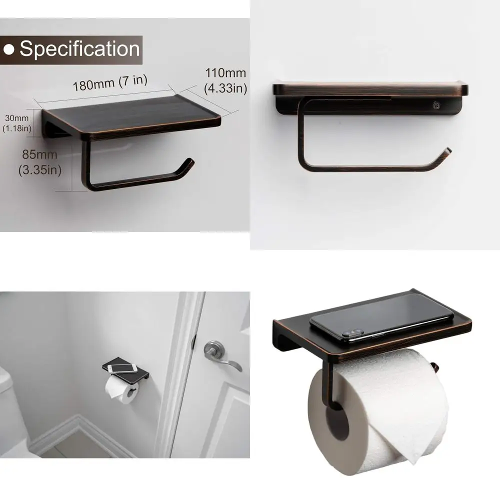 

Настенный держатель для туалетной бумаги из натертой маслом бронзы с полкой для телефона для хранения в ванной и кухне