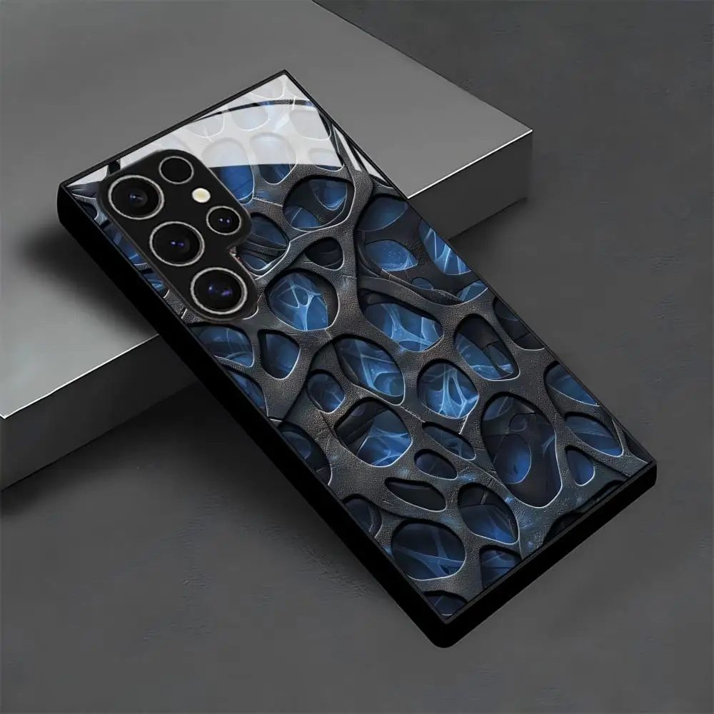 Cool blue honeycomb glass Phone Case For Samsung Galaxy S26 S25 S24 S22 S23 Ultra S21 S20 Plus 5G Frosted Non-Slip Full Cover