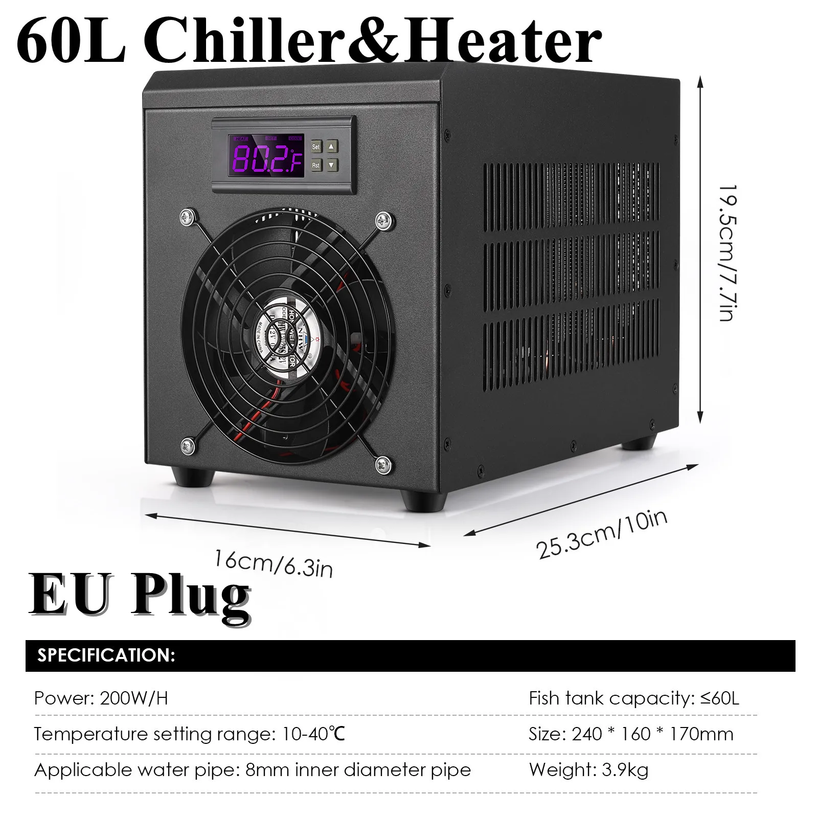 180W Aquarium Water Chiller 55L Aquarium Koeler Verwarming Systeem 10-40 ℃   Apparaat met constante temperatuur Duurzame koeling