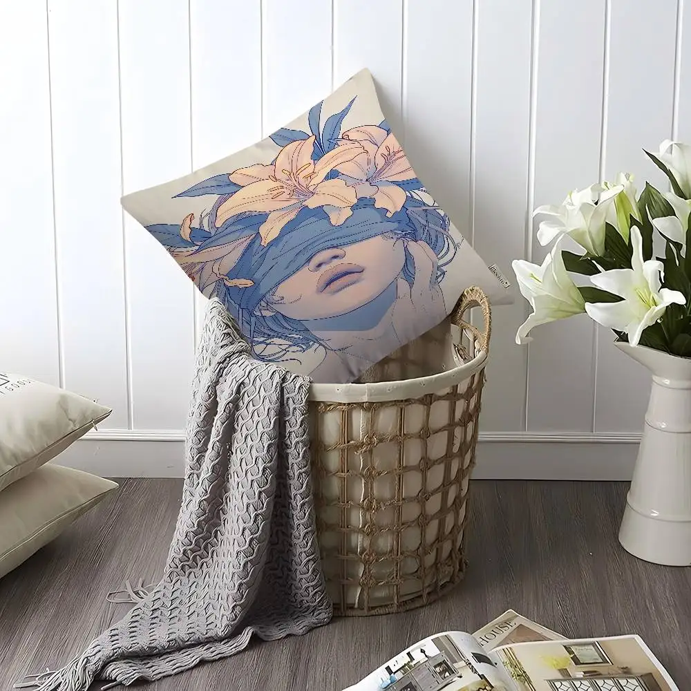 Poszewka na poduszkę z motywem kwiatów, opaska na oczy, dekoracyjna poduszka, dekoracja domu, poszewki na poduszki