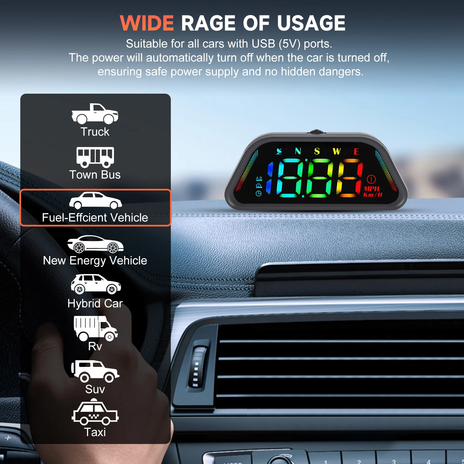 G23 Universal Head Up Display Digital GPS Speedometer MPH KM/H Diverse Color HD LCD Projection Car HUD Multi Functional Tester