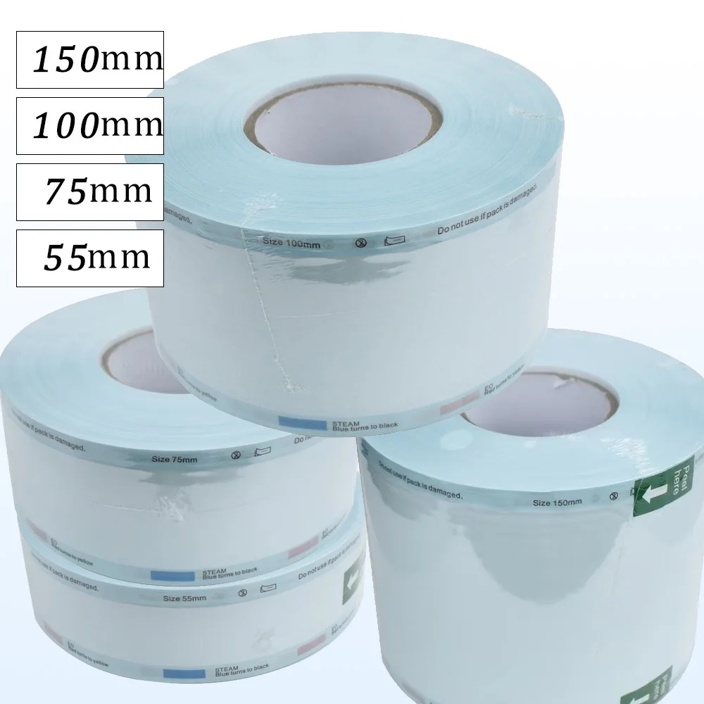 Heat Resistant Dental Sterilization Pouch Roll 200m Self Seal For Autoclave Use Adjustable Width Dental Supplies