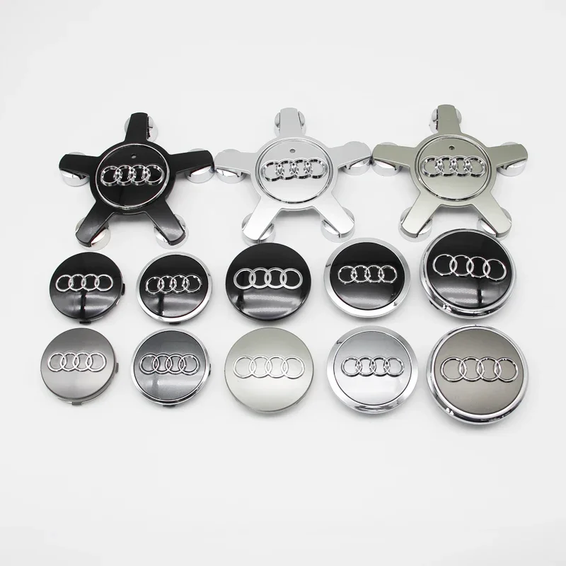 4PCS 60/61/68/69/77/135mm Car Wheel Hub Caps Emblem Badge Stickers Decoration For Audi S RS A4 B8 B6 B9 B7 A3 8P 8L A6 C7 C5 