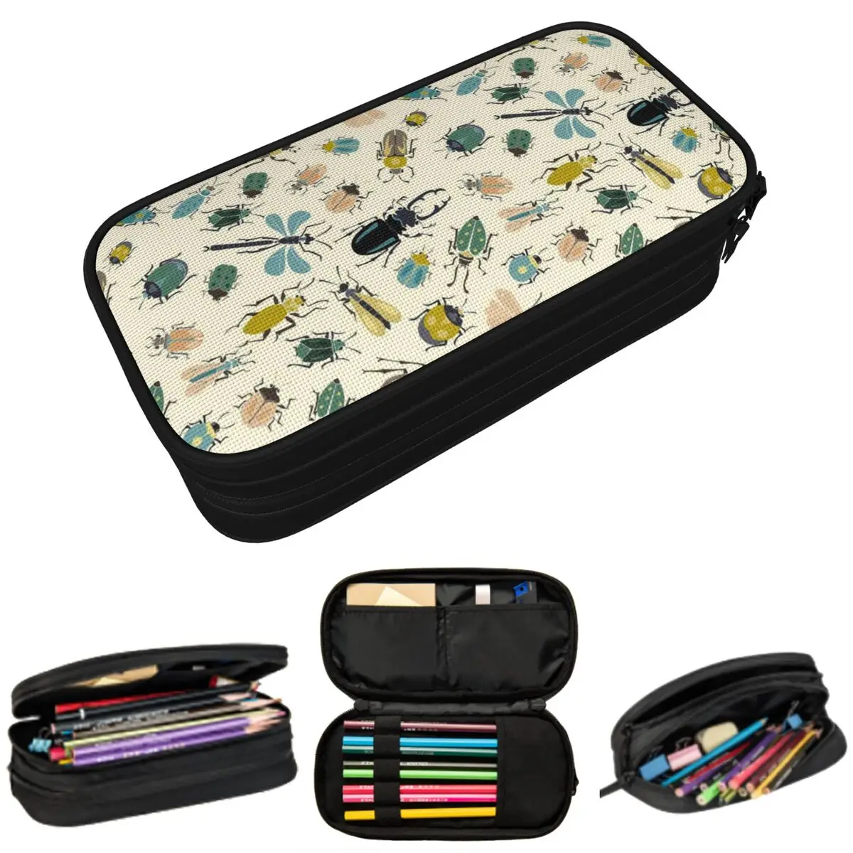 Bug Themed With Insect Patterns Pencil Case for Boy Girl Gifts Pen Box Pencil Bag Stationery Supplies Pen Holder Bag