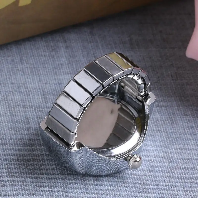 Movement Finger Ring Watch Dial Round Arabic Stainless Steel