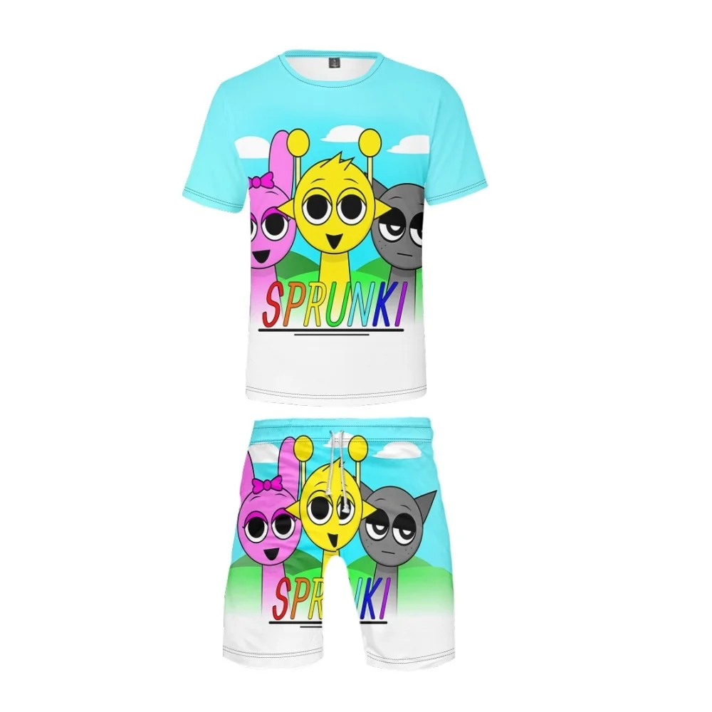 Sprunki T Shirt Shorts Sprunki Incredibo Kostüm Junge Mädchen Tops Y2K Hip Hop Pullover Harajuku Kleidung Cosplay Wenda Pinki Anzug