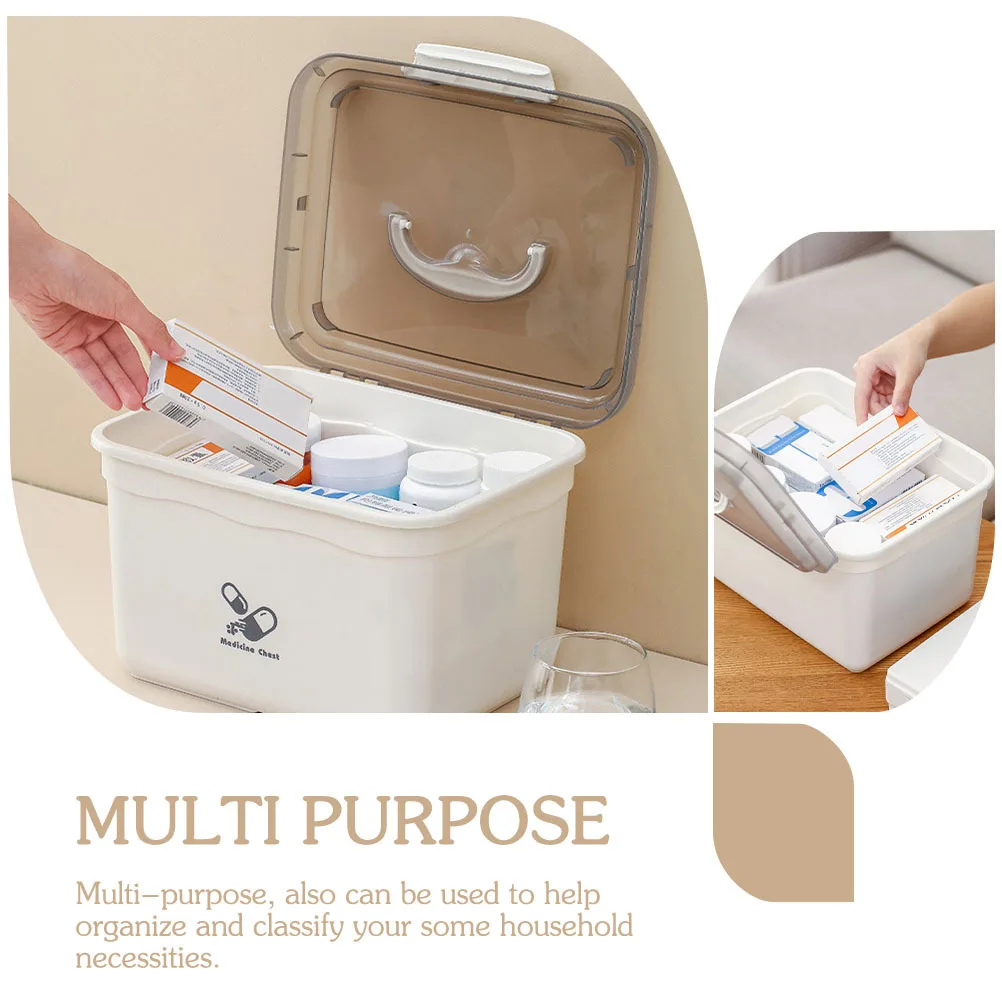 1 مجموعة صندوق دواء محمول ثنائي الطبقة المنزلية الإسعافات الأولية حقيبة للتخزين سعة كبيرة يده صندوق الإسعافات الأولية تخزين المنزل العرض #5