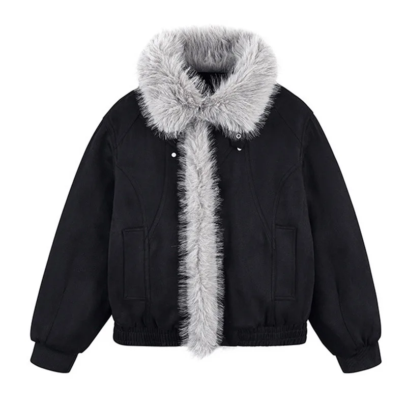 

Hip Hop Vintage Winter Jackets Coats Fur Collar Warm Loose Outwear Tops For Male Streetwear