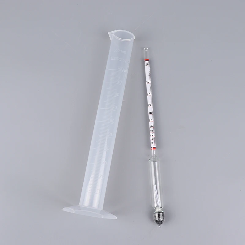 1Set Hydrometer Tester Vintage Measuring Bottle Set Tools Alcoholmeter Wine Concentration Meter 0-100° Hydrometer Tester