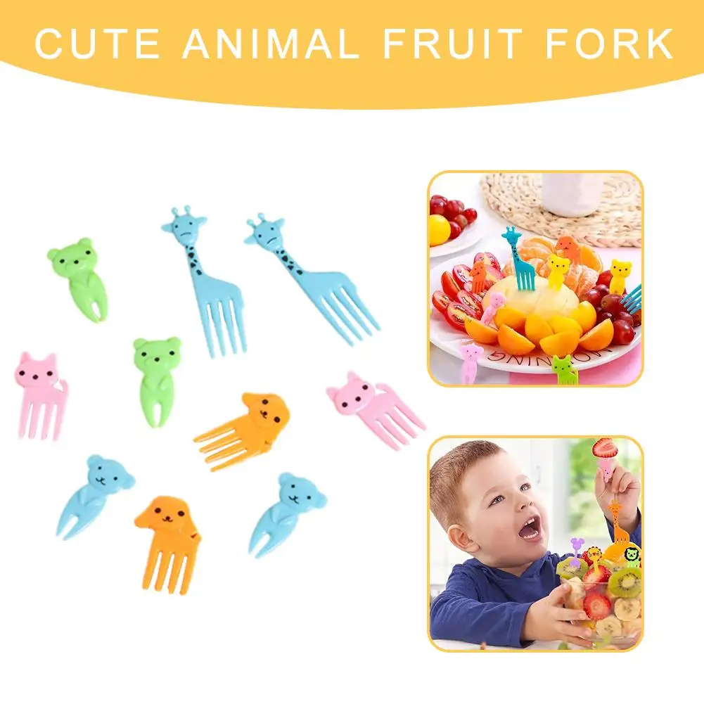 Cute Mini Animal Cartoon Food Picks Children Snack Cake Dessert Food Fruit Forks, Lunch Box Accesorioes for School Kids V2T4