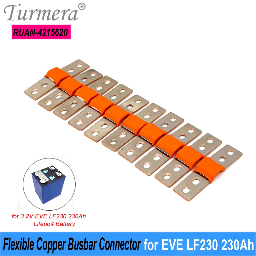 Turmera 12V Lifepo4 Battery Flexible Busbar Copper Connecter Hole to Hole 42mm 2mm 400A for EVE LF230 230Ah Lifepo4 Battery Use