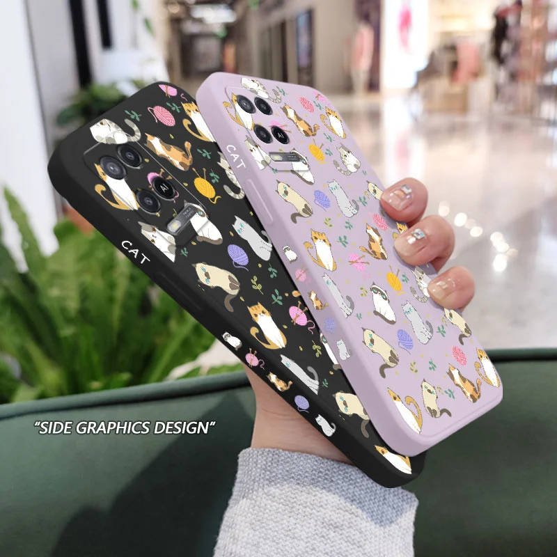 Simple Cat Pattern Phone Case For OPPO A54 A74 A57 A96 A76 A36 A95 A12 A15 A15S A16 A16K A9 A5 2020 Reno 7 7Z 6 5 F9 4G 5G