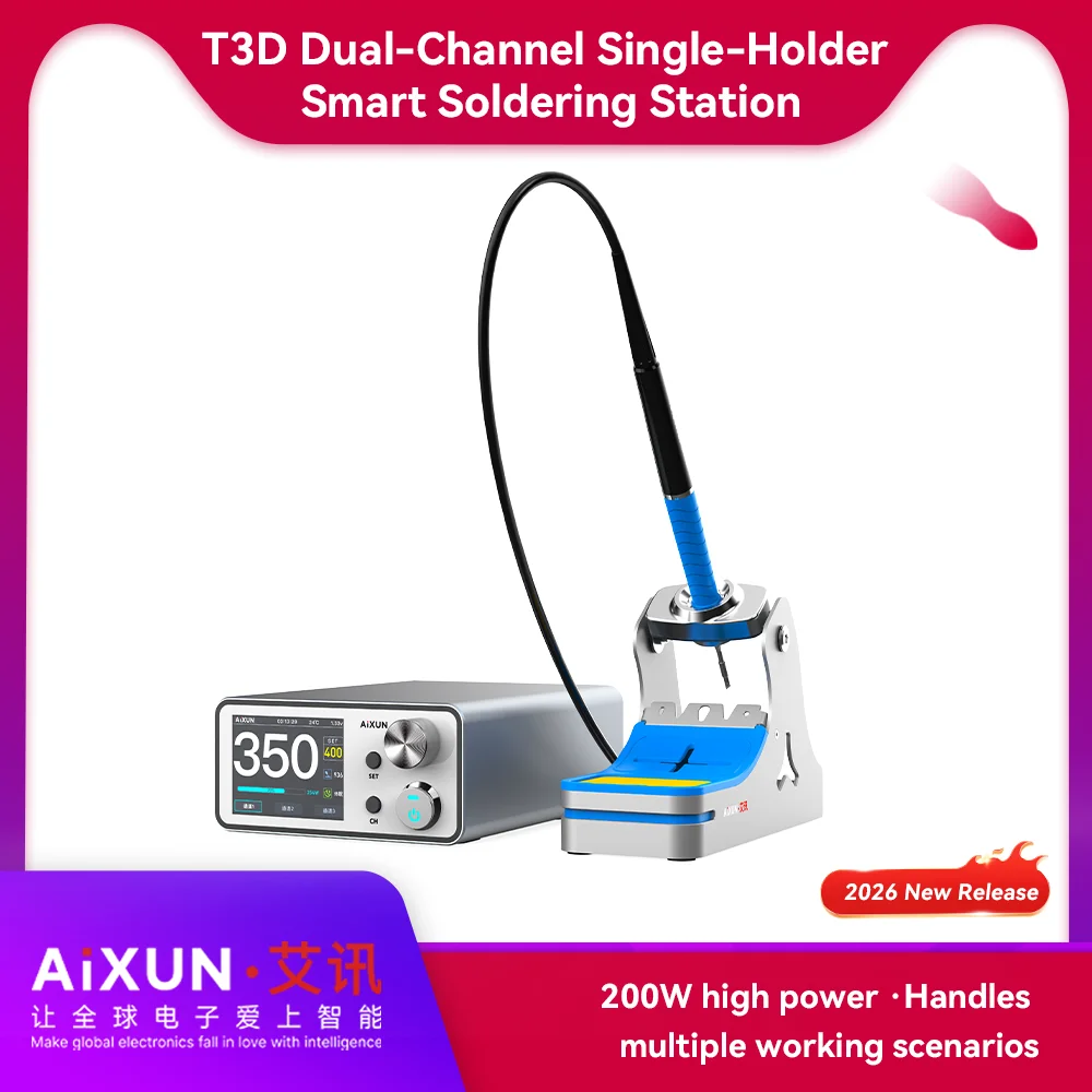 Aixun T3D Dual-Channel Single-Station Smart Soldering Station Compatible with T210/T225/T245 Handles Disply Repair Solder Tools
