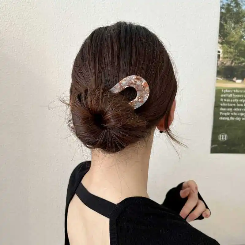 

Fashion U-Shaped Hair Sticks for Women＆Girl Acetate Acrylic Hair Clips Bow Hairpin Geometric Headwear Hair Accessories for Women