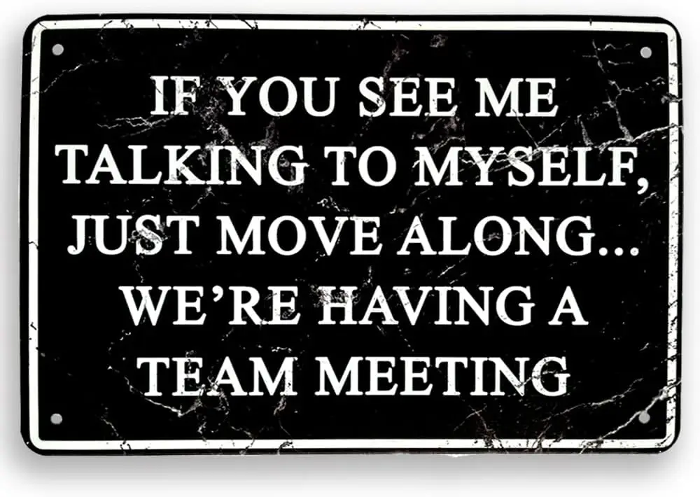 IF YOU SEE ME TALKING TO MYSELF WE'RE HAVING A TEAM MEETING --- Funny Office Tin Signs Decorations Office Cubicle Decor for sign