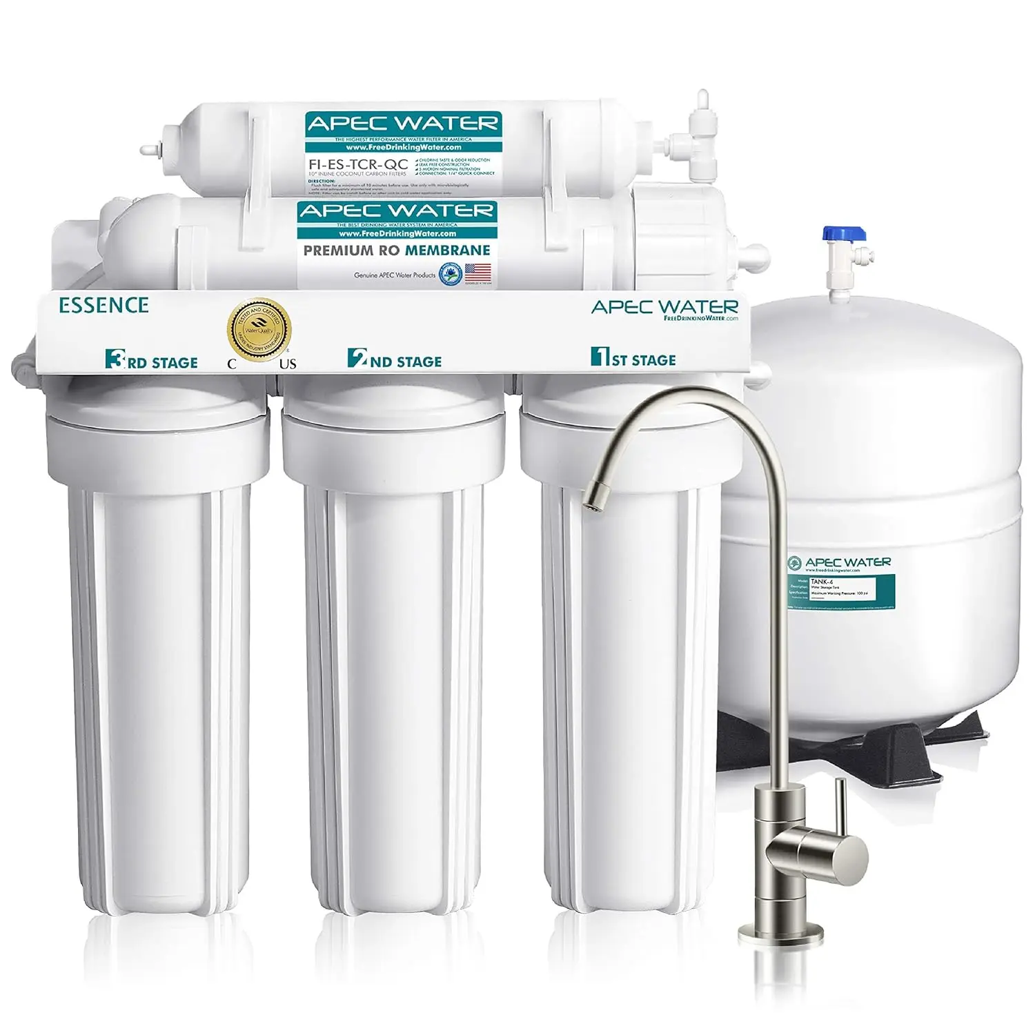 Water Systems ROES-50 Essence Series Top Tier 5-Stage WQA Certified Ultra Safe Reverse Osmosis Drinking Water Filter System