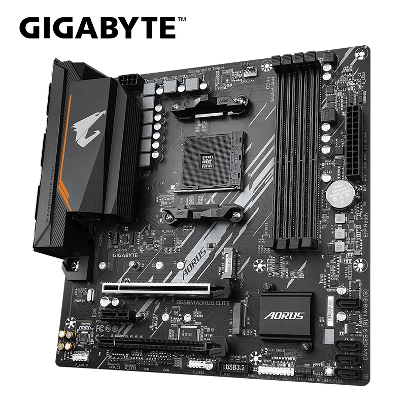 GIGABYTE-placa base B550M AORUS ELITE, toma AMD B550, AM4, DDR4, PCI-E, 4,0 M.2, SATA III, 4000(OC)MHz, USB3.2, B550