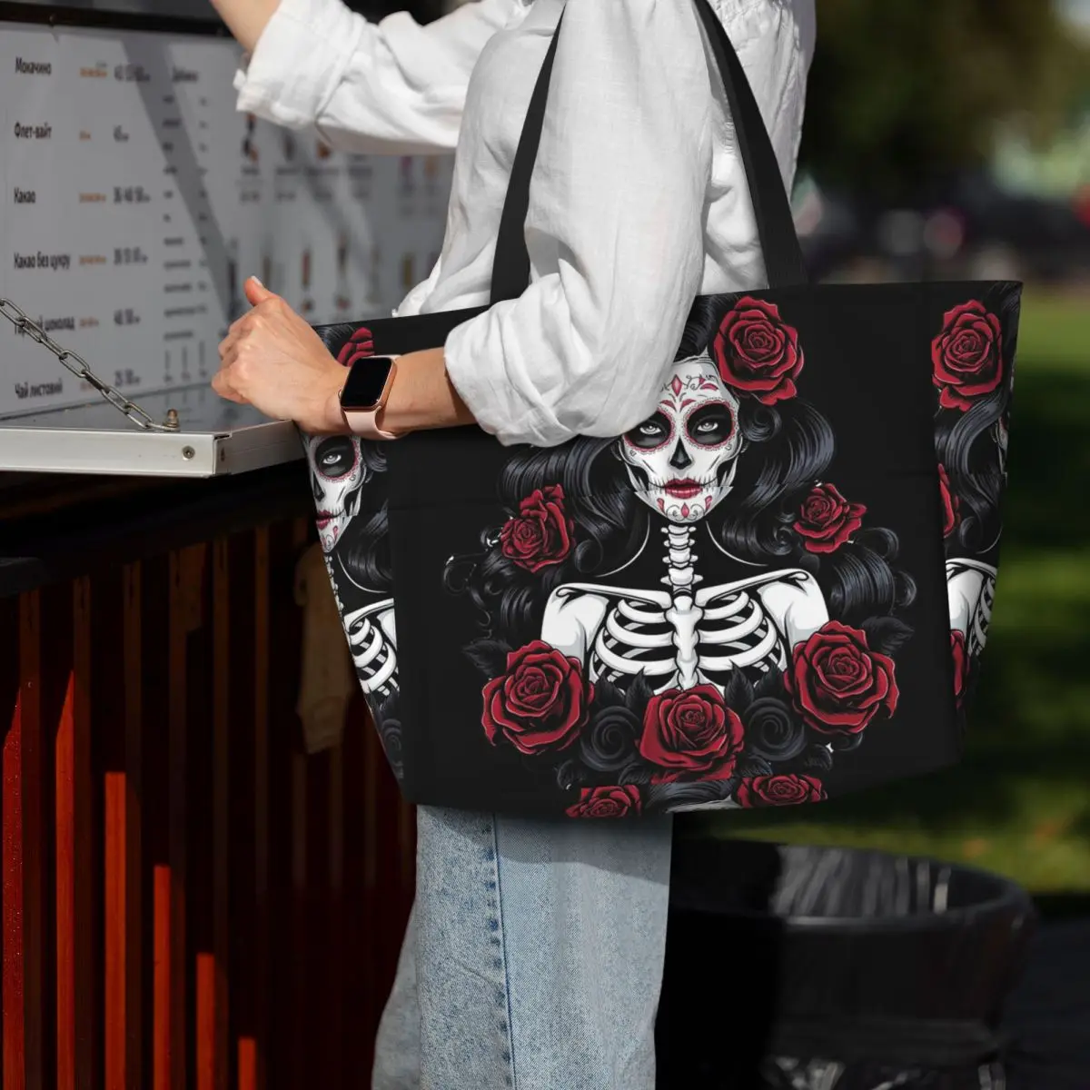 

Мексиканская Catrina Girl Day Of The Dead Beach Tote Bag Спортивная сумка для занятий йогой Duffle Большая женская дорожная сумка Сумка для фитнеса