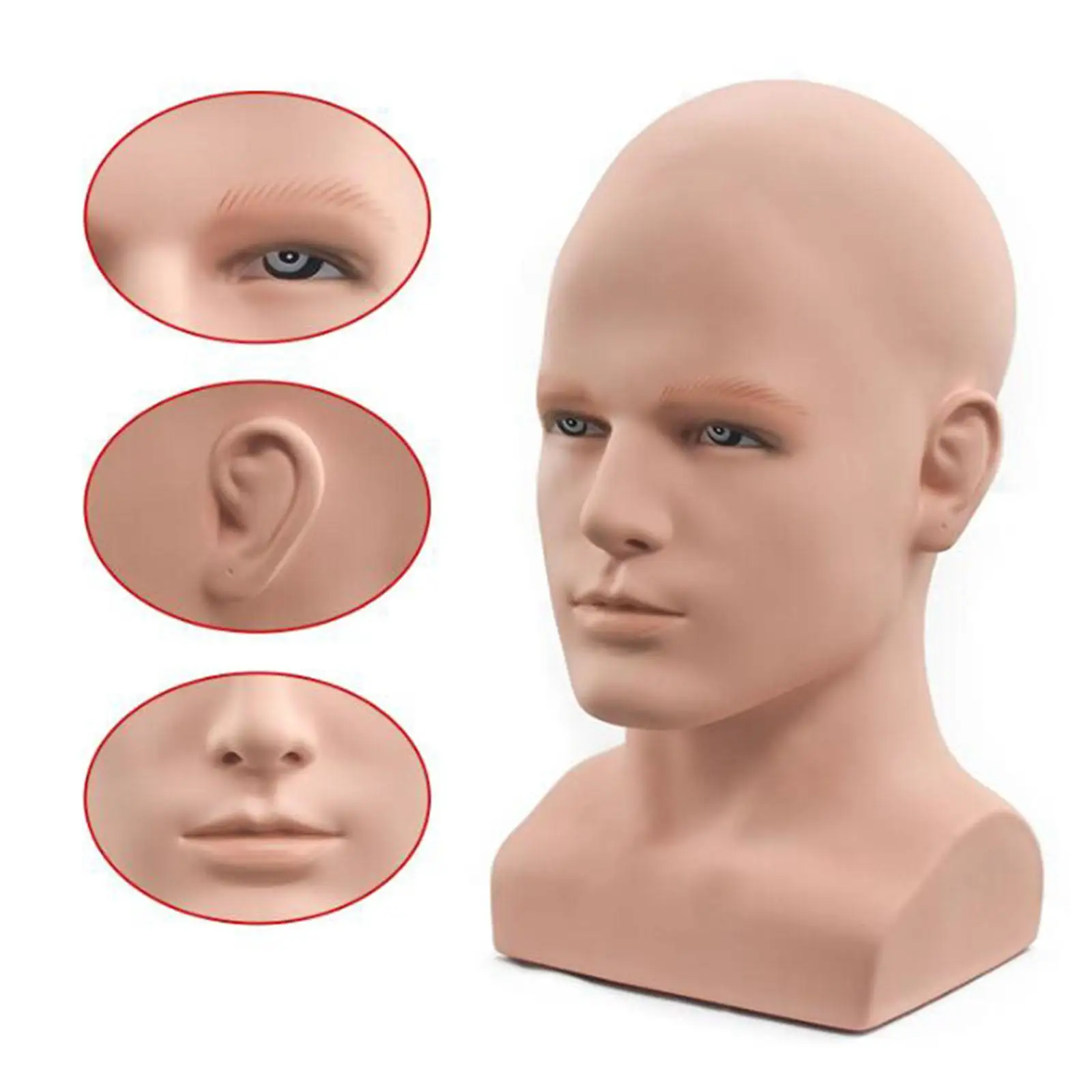 Adult Male Mannequin Head, Male Head Display Stand Hat Headset Jewellery