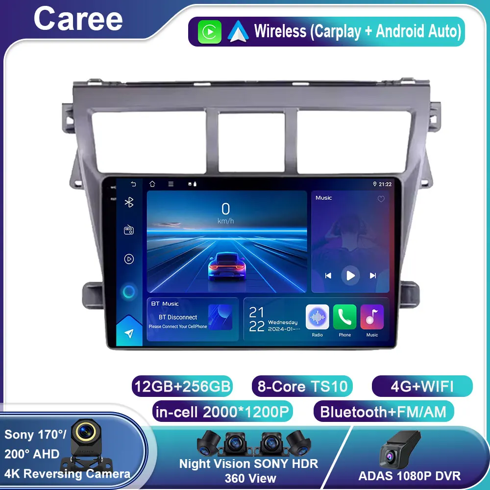 

Android Auto Radio For Toyota VIOS Yaris 2007 2008 2009 2010 - 2012 Car Stereo Multimedia Player Carplay Auto GPS Navigation DSP