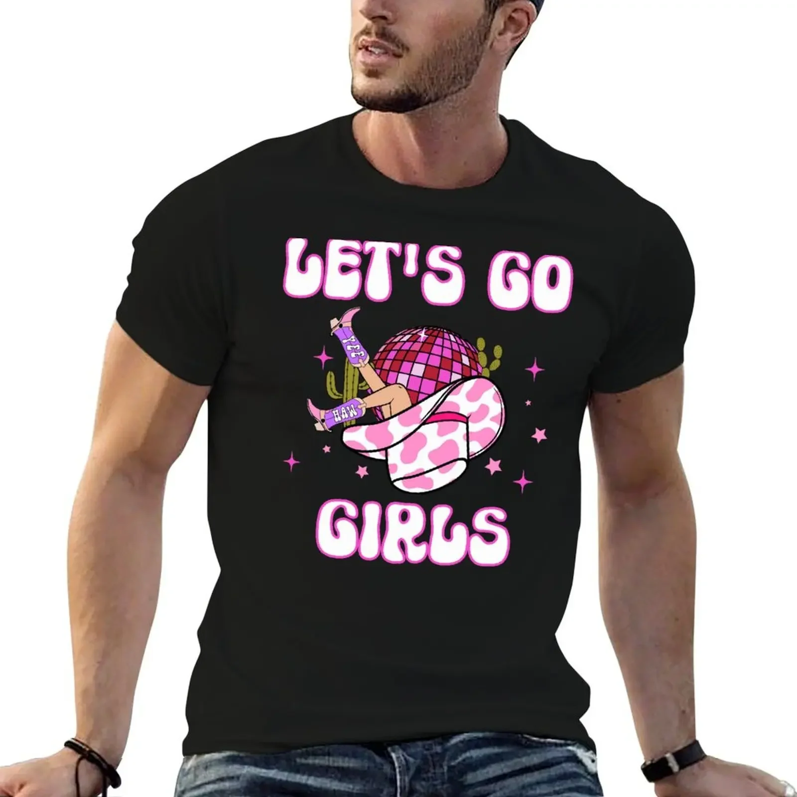 

Let's Go Girls Cowgirl Hat Cowboy Boots Bachelorette Party T-Shirt street wear quick-drying mens designer clothes