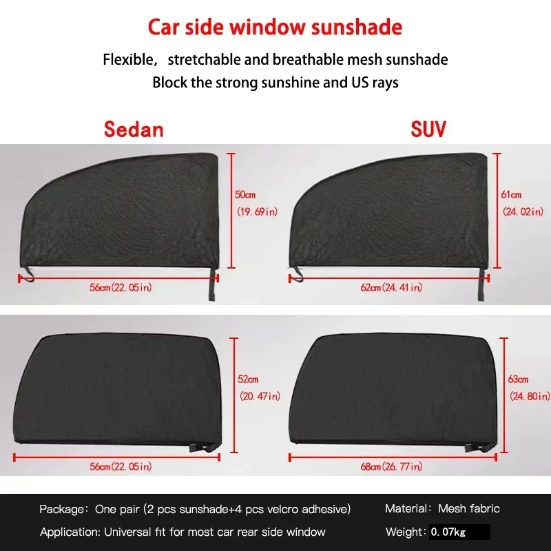 2Pcs/Set Car Mosquito Proof Window Mesh Car Sunshade Net Car Window Sun Visor Cover Automotive Interior