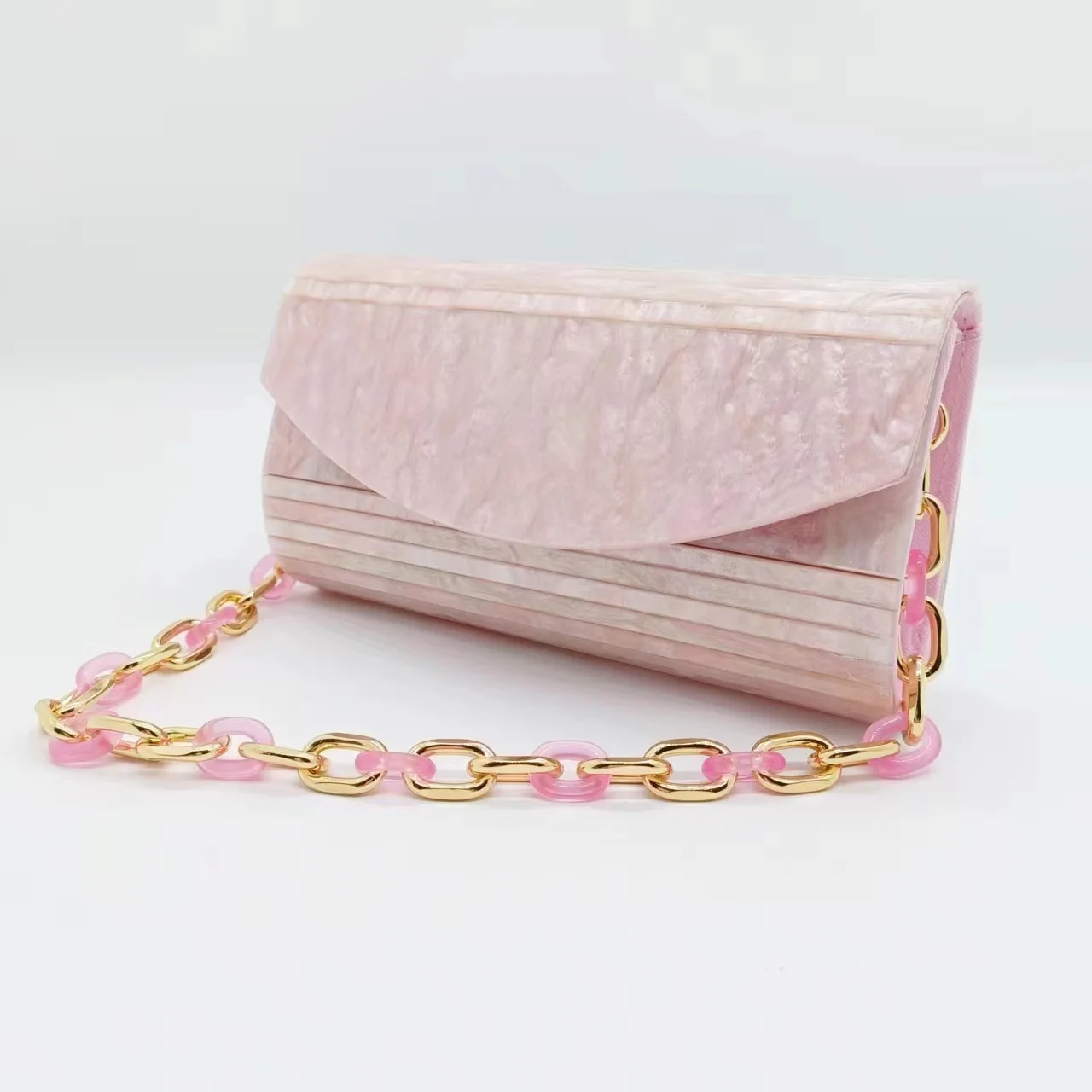 Bag Pink Splicing Strip Bag Wedding Party Acrylic Dinner Portable Messenger Women's Bag Luxury Handbags Bolsas Femininas Luxuosa