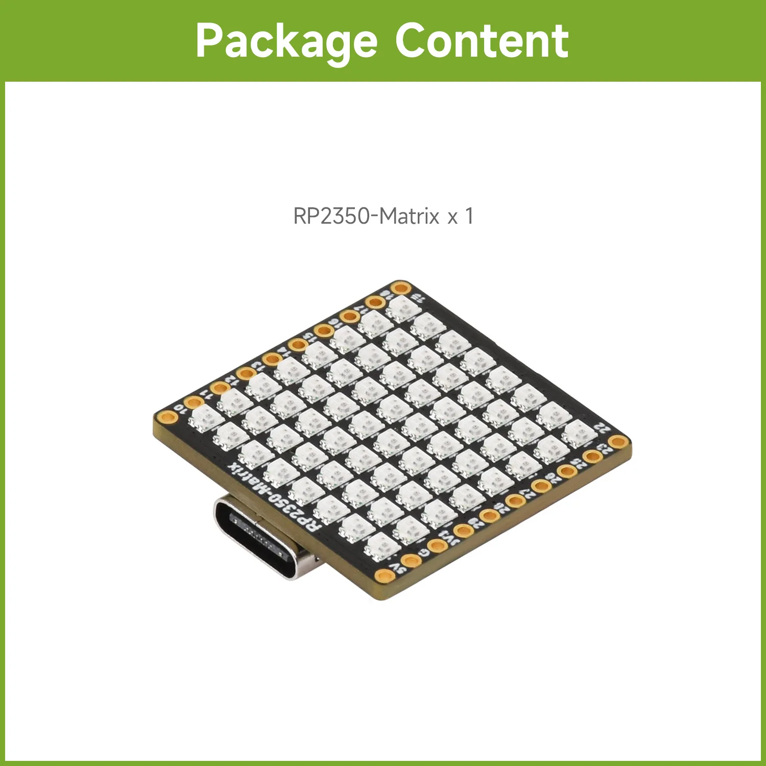 Waveshare RP2350-Matrix Microcontroller Development Board, Dual-core And Dual-architecture Design,  6-Axis Sensor 8×8 RGB LED