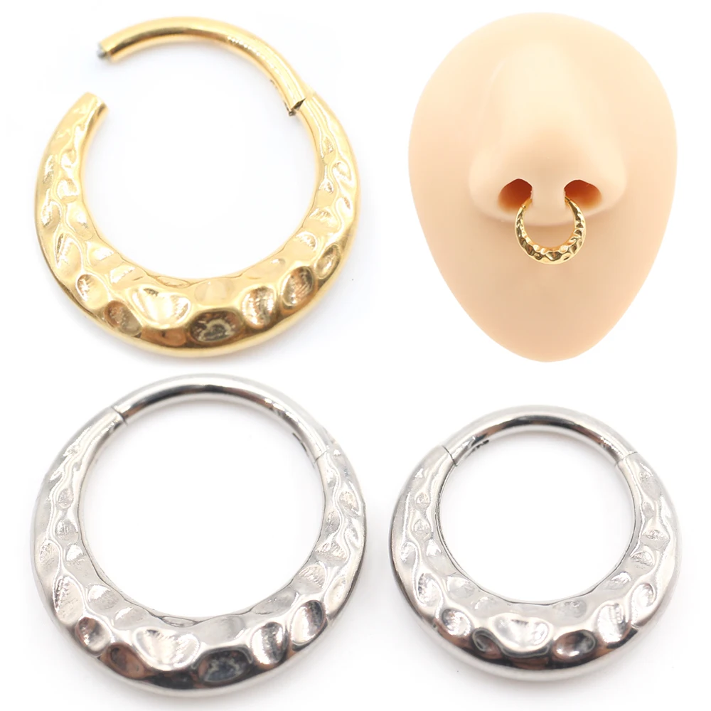 1PC G23 Titanium Round Circle Strike Marks Nose Ring Daith Ear Hoop Captive Tragus Cartilage Helix Earring Piercing Body Jewelry