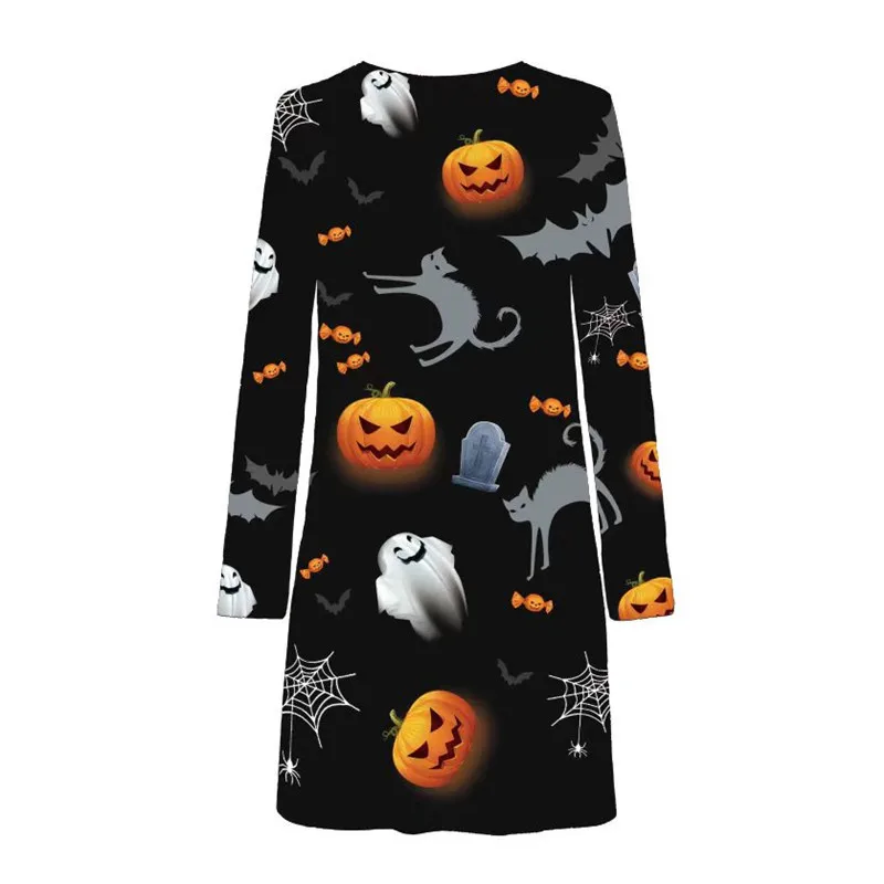 New Women's Skull Pumpkin Print Retro Vintage Sexy Tank Dress Halloween Christmas Easter Prom Dress Elegant Cosplay Costumes