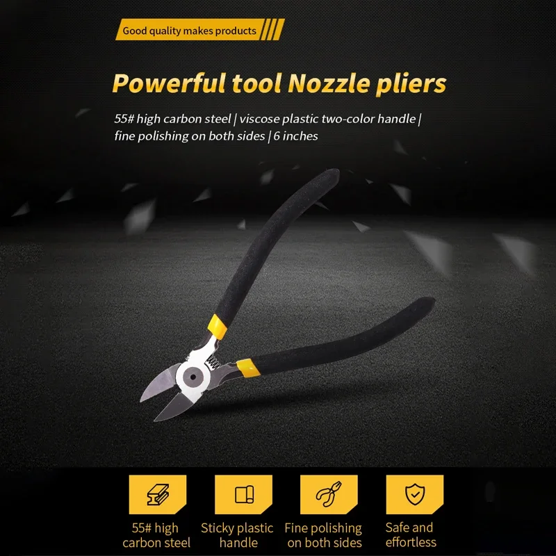 Deli 5/6 Inch High Carbon Steel Plastic Pliers Cold Rolled Steel Cutting Nippers Jewelry Cutters Electrician Hand Cutting Tools