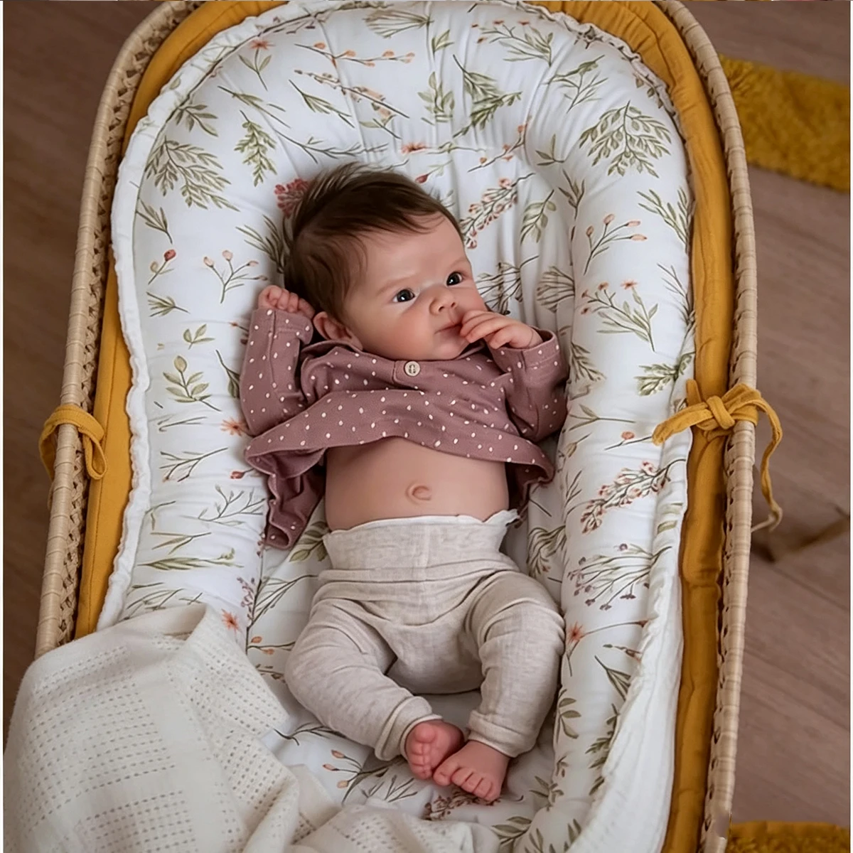 Reborn-Babypuppe, realistische Neugeborenenpuppe, 20 Zoll, Mauve-Rosa und Burgunderrot, inklusive gestrickter Mütze und Outfit, Vollsilikon-Reborn-Babypuppen – 50 cm realistische Babypuppe,
