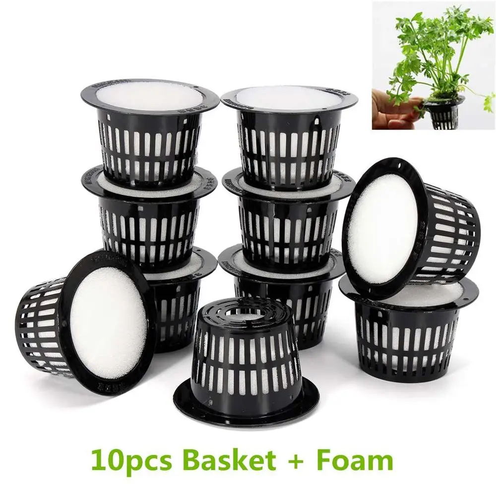 Aeroponic 10pcs Hydroponic Garden Clone Vegetable Foam Insert Nursery Pots Net Cup Mesh Pot Planting Basket
