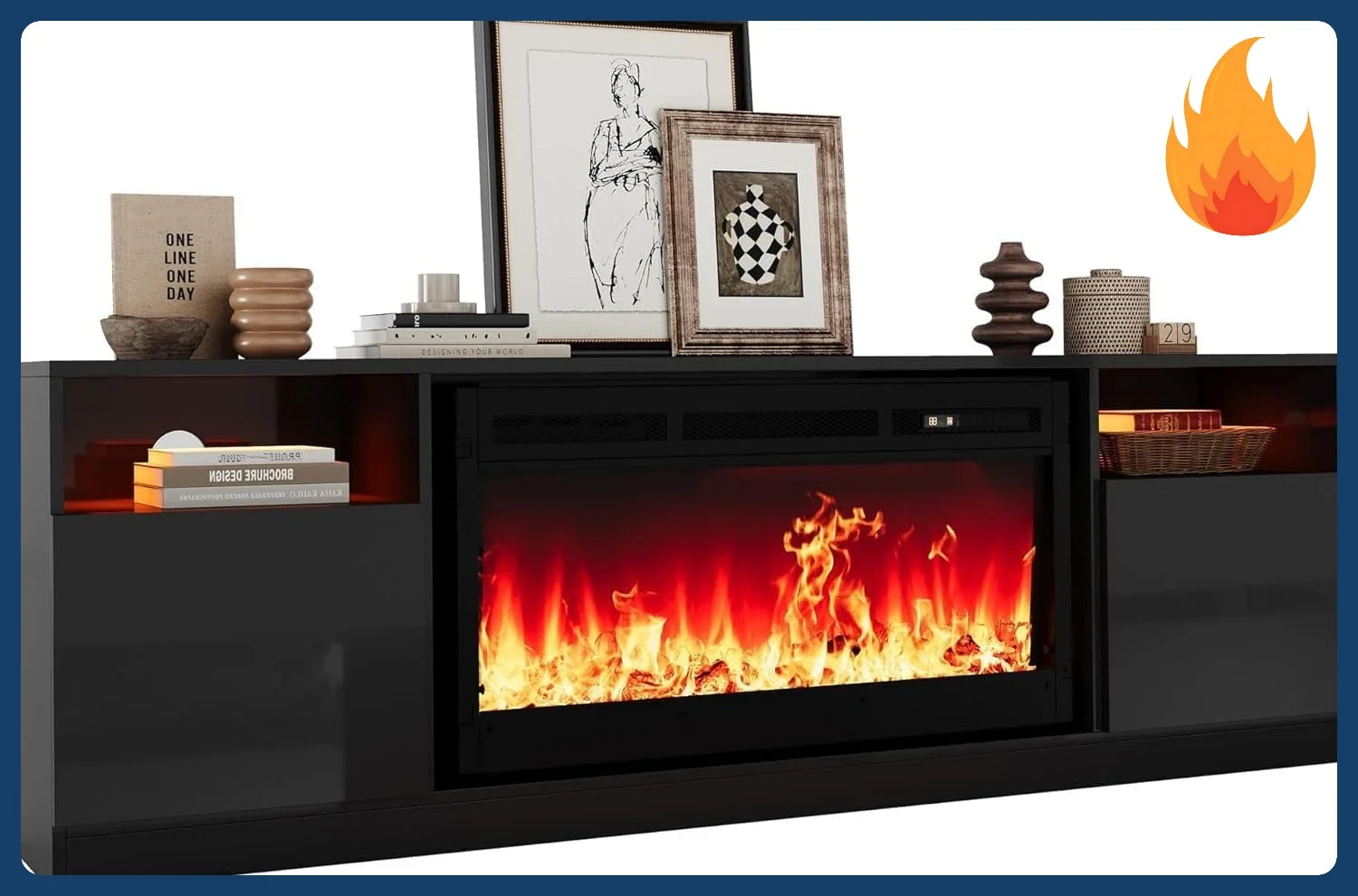 

[Discounted Price!]36" Electric Fireplace & 70" TV Stand, 12 Colors LED Lights Flame, 1500W Tv Stand with Fireplace