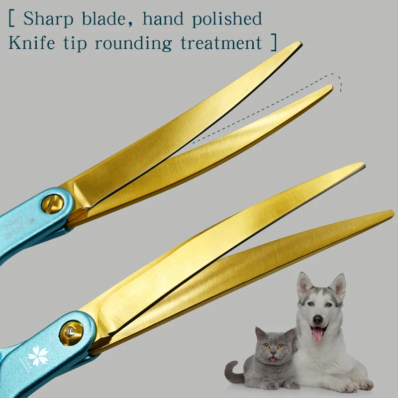 Pet hair trimming scissors special gold blades curved scissors dog hair trimming artifact Teddy hair trimming scissors household