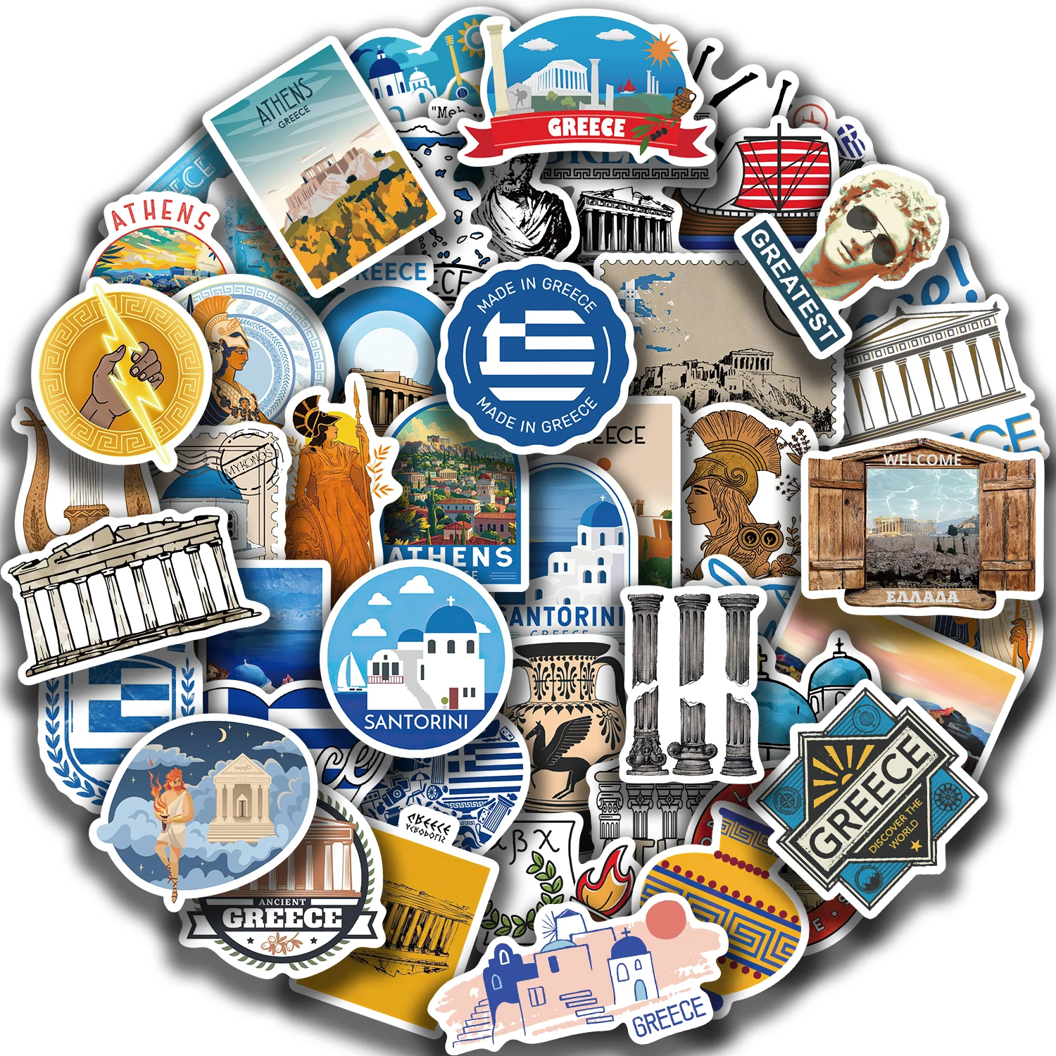 50pcs Greece City Travel Stickers World Famous Tourist Landscapes Decals DIY Scrapbook Luggage Phone Car Sticker Toy﻿