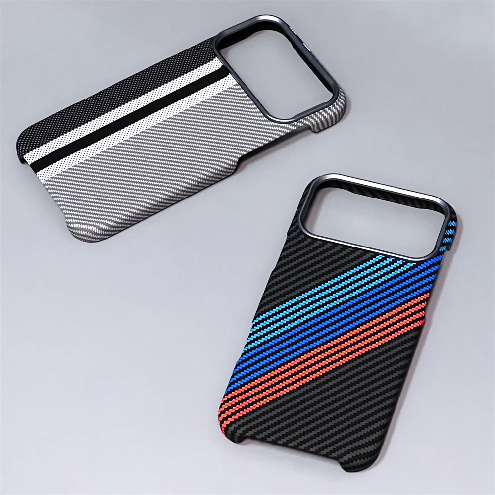 Slim Kelvar Carbon Fiber Ultra Thin Hard Case for iPhone 17 Pro Max 16 15 Magnetic for Magsafe Striped Pattern Colorful Cover - Image 5