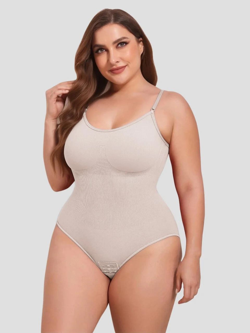 Women Sexy Slimming Shaper Bodysuit Elastic Tummy Control Lady Full Body Spaghetti Strap Solid Color Seamless Compression Shape