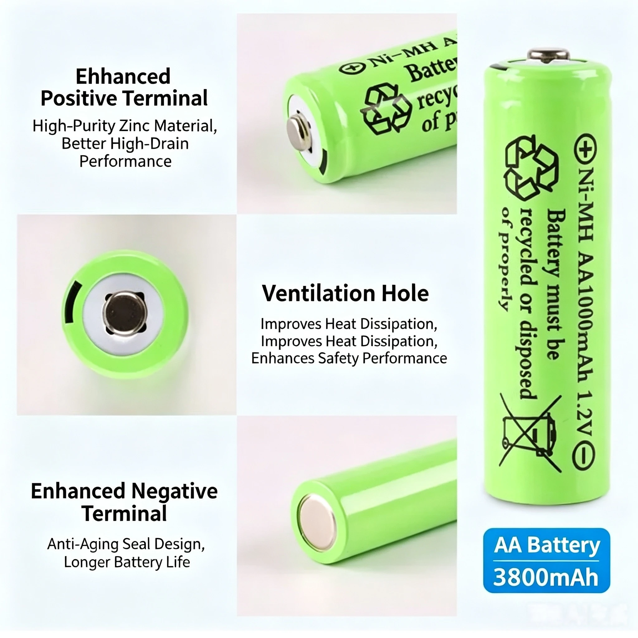 2-20PCS High Capacity 1.2V AA 3800mAh NI-MH Rechargeable Batteries Low Self Discharge For Toys Cameras Flashlights