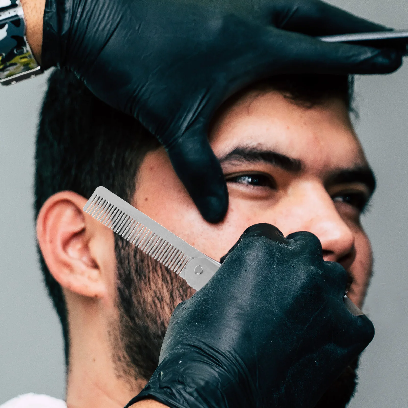 

Folding Stainless Steel Beard Comb Mustache Styling Tool Portable Mini Pocket Grooming Accessory for Men Travel Barber Set