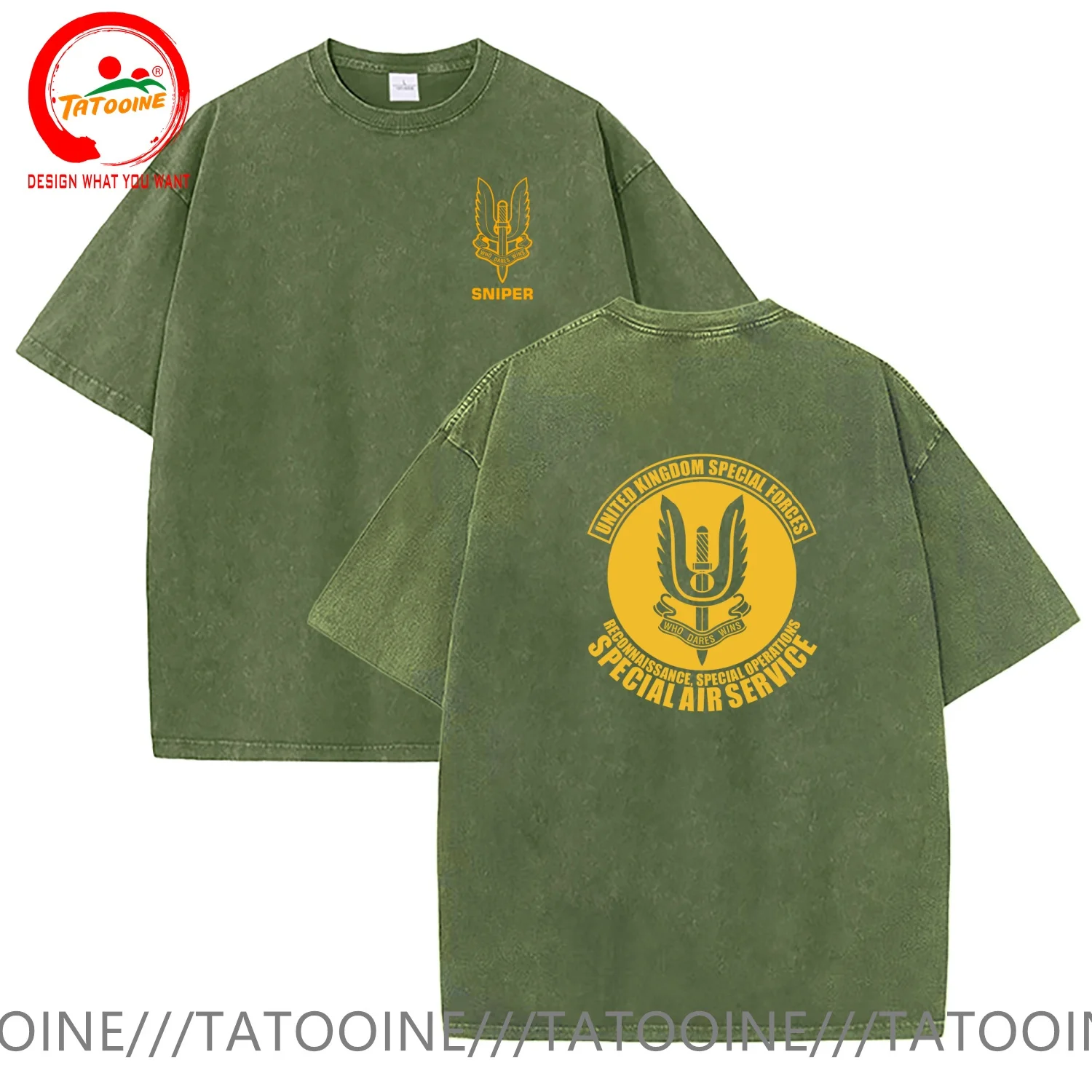 Vintage Washed Cotton T-Shirt Funny Designer UK SAS United Kingdom Special Forces Special Air Service T Shirt Men Fashis T-Shirt