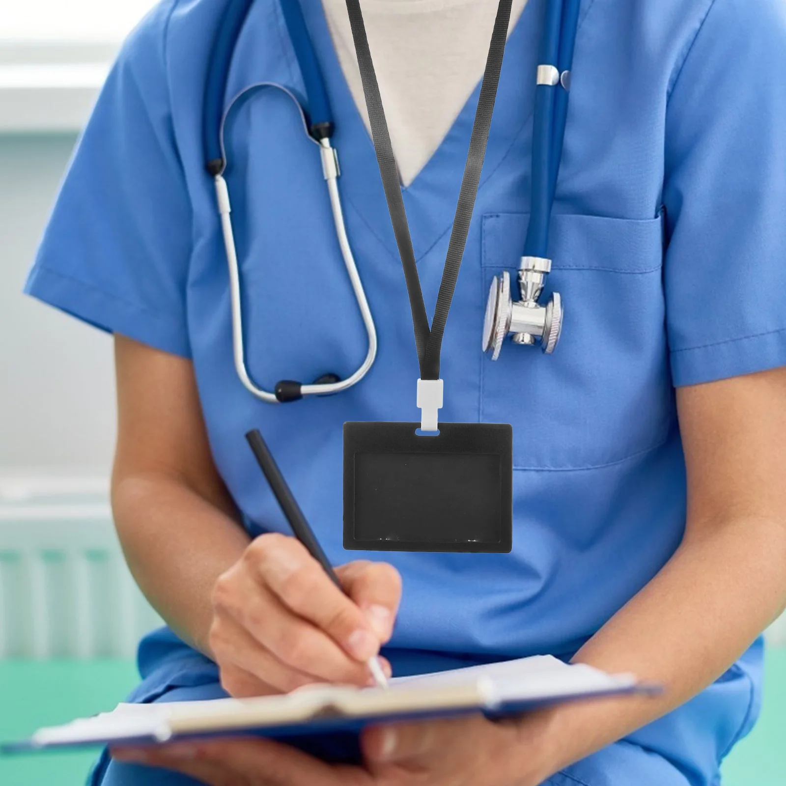 3 مجموعة حامل شارة الهوية أكمام بطاقات شفافة للعمل Id بطاقات الأعمال المضادة للخدش أغطية حماية شفافة اسم شارة كم #6