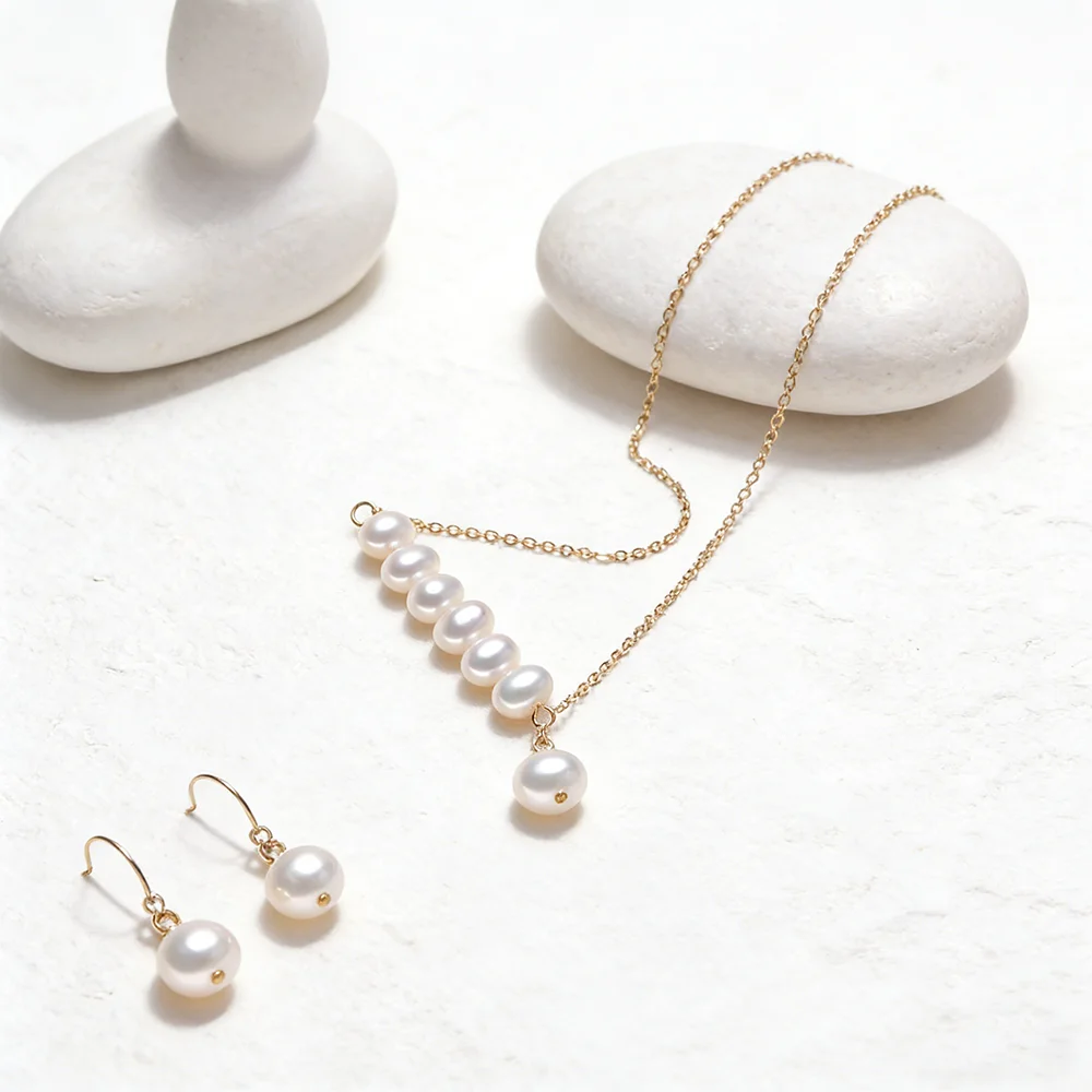 VOBIPY Y-förmige Halskette mit natürlichen Süßwasserperlen für Damen, klassisch, modisch, elegant, Schmuck, Geschenk für den täglichen Gebrauch, Party, Hochzeit – Detail 1