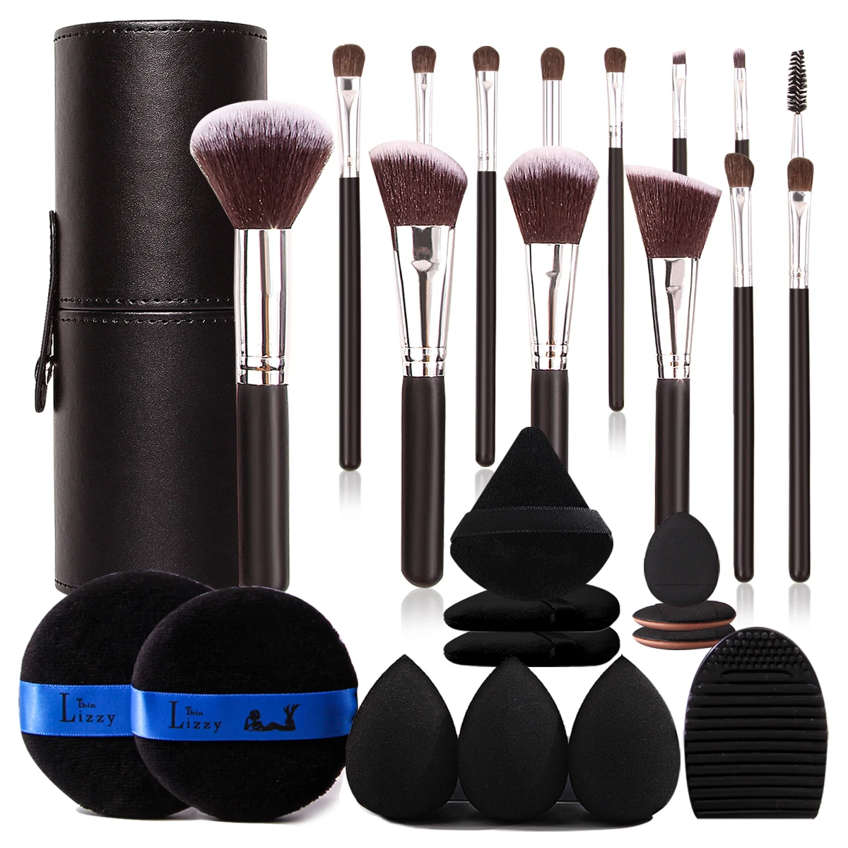 27 stücke Set Kombination 14 Make-up Pinsel Sets + 11 stücke Schwamm Set + 1 stücke Wasch objekte + 1pcspu Leder Make-up Pinsel Aufbewahrung eimer