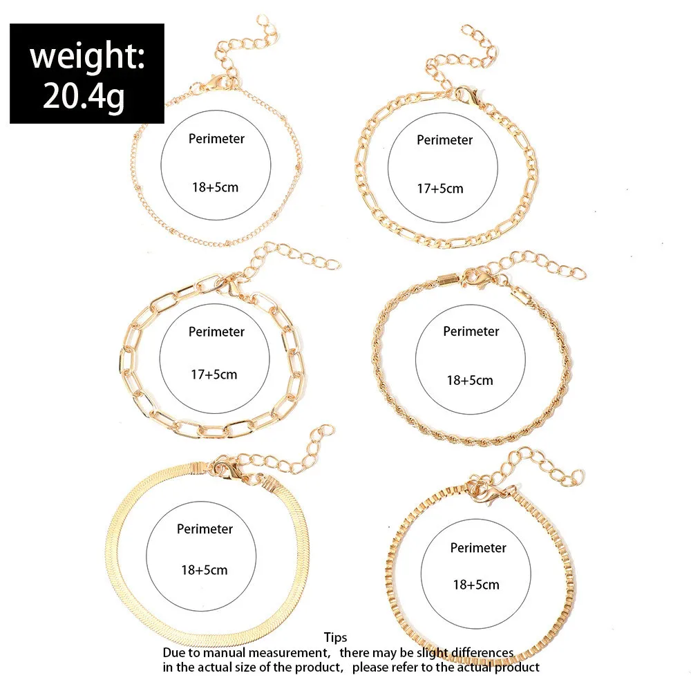 6 Stücke Gold Farbe Armband Set Boho Retro Dicke Twist Kubanischen Kette Armband für Frauen 2023 Trendy Qualität Schmuck Geschenke