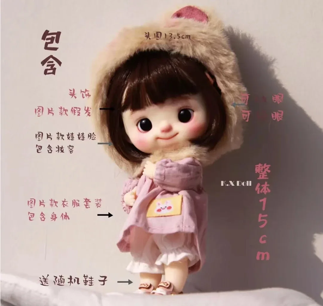 OB11 BJD Doll 1/8 Resin Baby Head with Movable Eyes